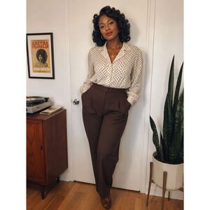 Vintage Briggs Brown Slacks Sz 16W Neutral Capsule Wardrobe Minimalist